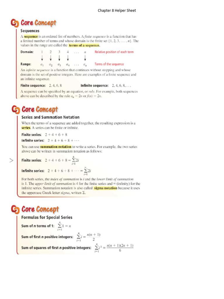 Chapter 8 Helper Sheet 2023-2024 | PDF