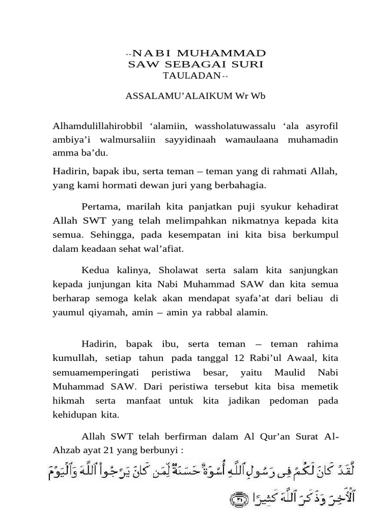 Teladan Nabi Muhammad untuk Anak SD | PDF