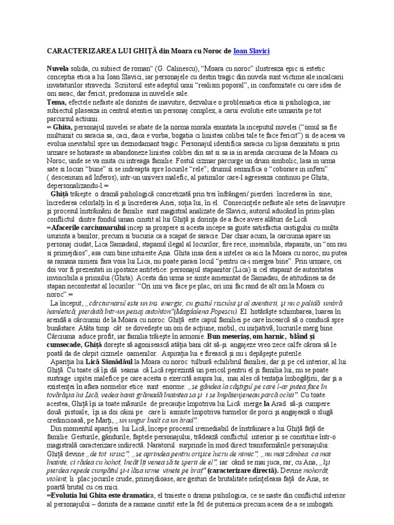 Caracterizare-Ghita Moara Cu Noroc