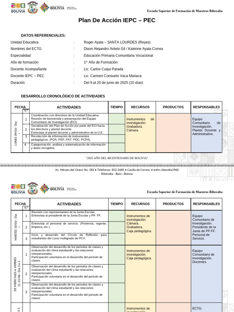 Plan de Acción IEPC - PEC by Alejandro AG | PDF | Aprendizaje