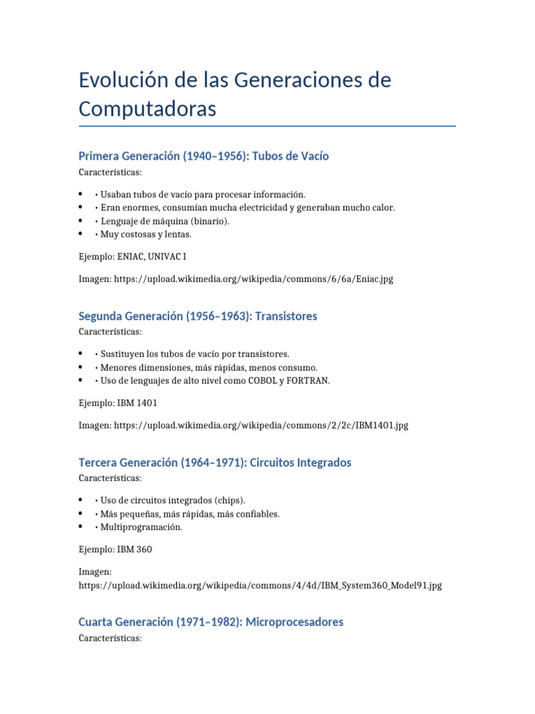 Evolución de las Generaciones de Computadoras | PDF