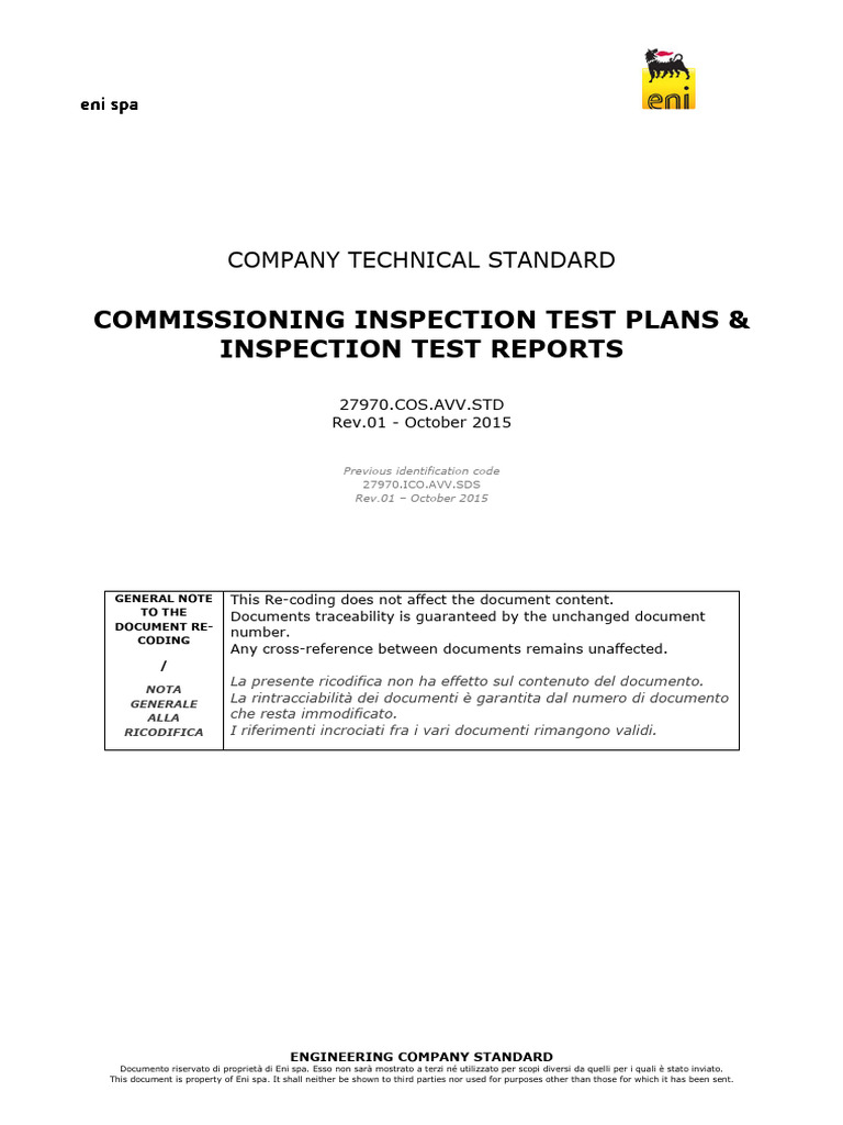 Commissioning Inspection Test Plans | PDF | Clothes Dryer | Washing Machine