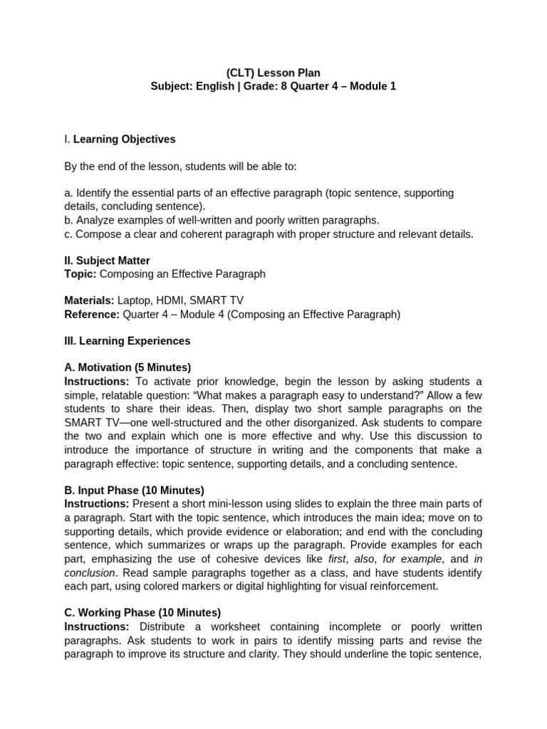 Effective Paragraph Composition Guide | PDF | Paragraph | Learning