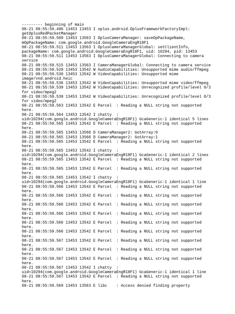 Oplus Camera Manager Log Analysis | PDF | Computing