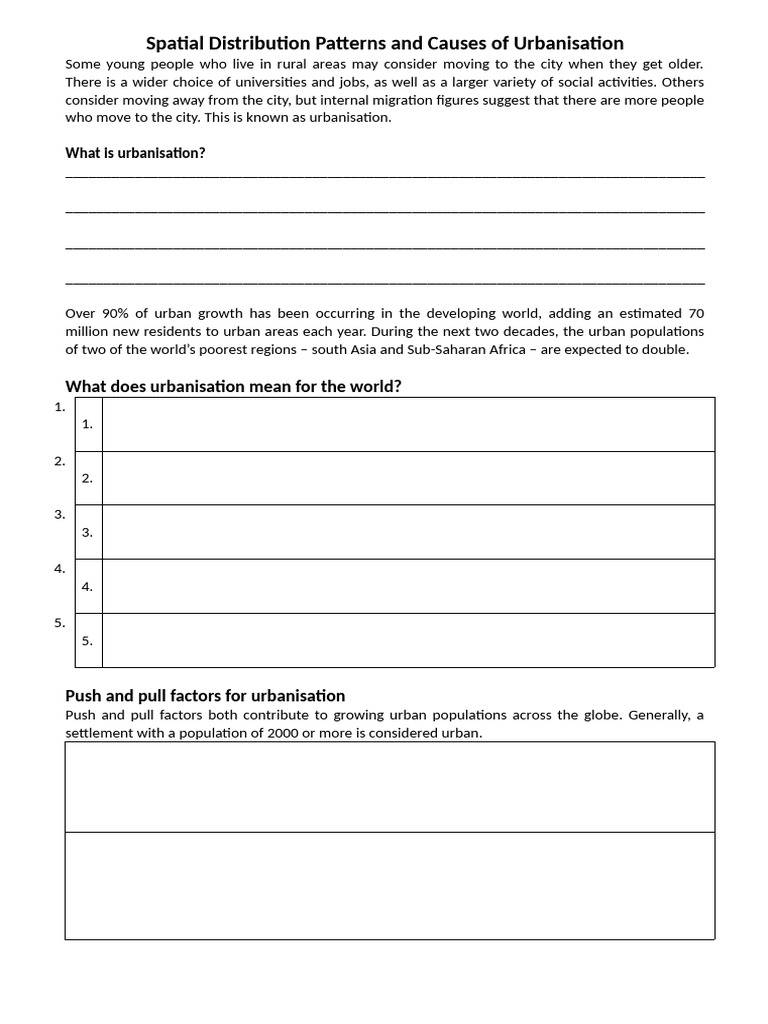 1.0. Spatial Distribution Patterns and Causes of Urbaniastion | PDF ...
