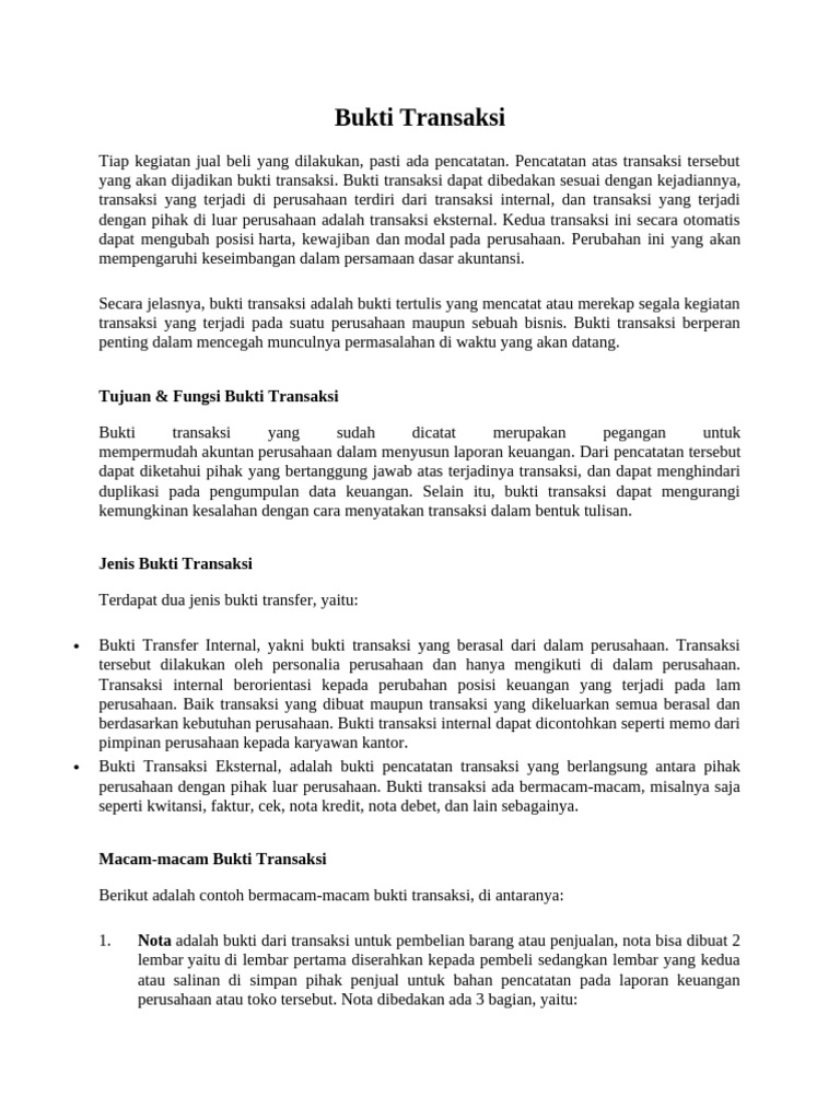 Jenis dan Fungsi Bukti Transaksi | PDF