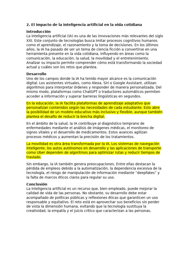 Impacto de la IA en la vida cotidiana | PDF | Inteligencia artificial ...