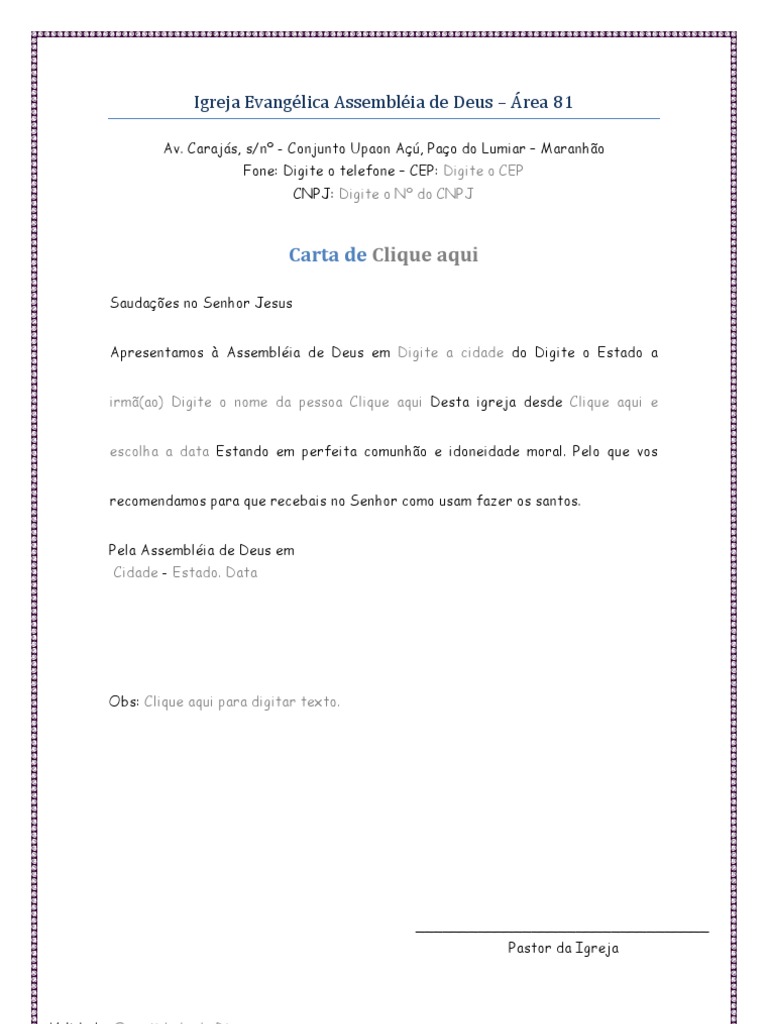 Carta de ou Mudança