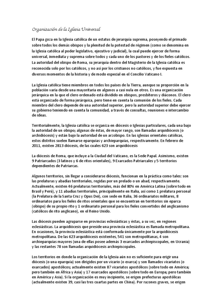 Rangos y jerarquía de la Iglesia Católica | PDF | obispo | Iglesia Católica