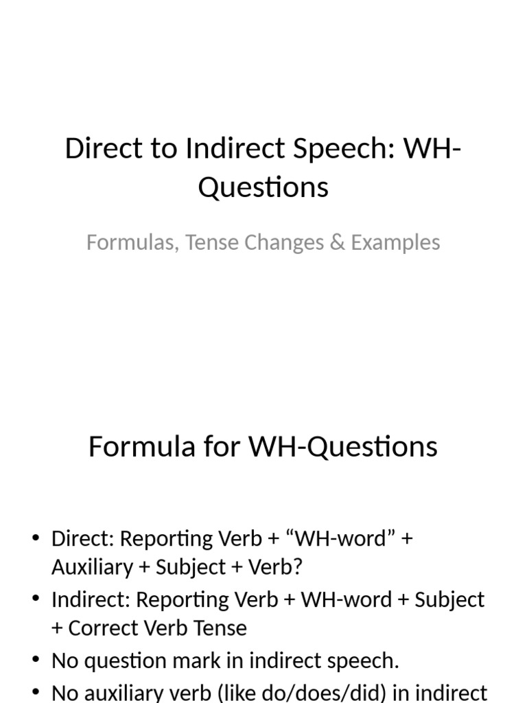 WH-Questions in Direct and Indirect Speech | PDF