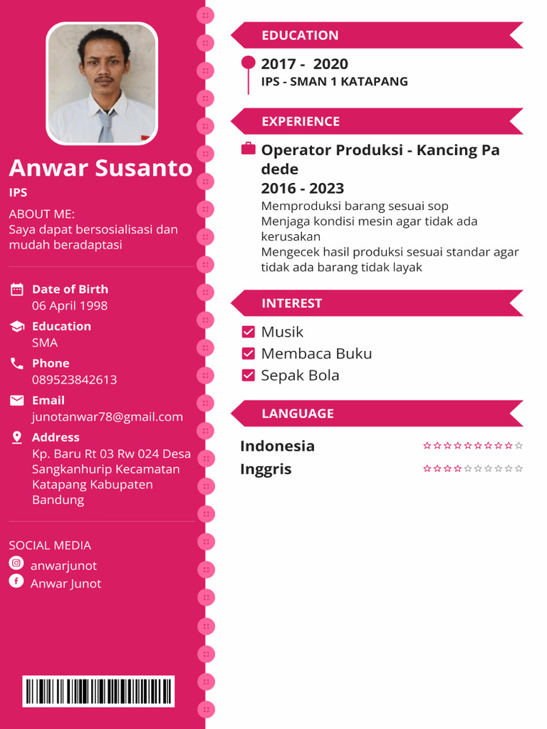 CV - Anwar Susanto | PDF