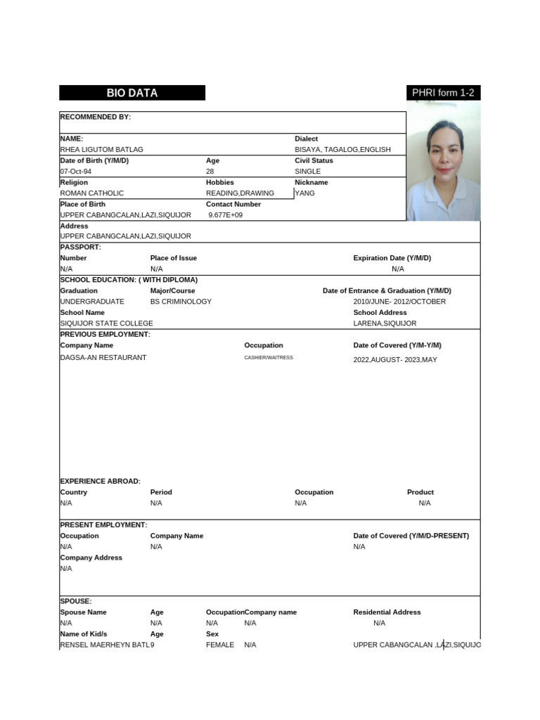 New Final Bio-data | PDF | Languages | Foreign Language Studies