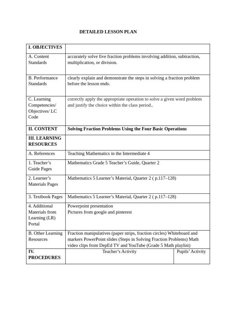 Lesson Plan in Intermediate Math | PDF | Multiplication | Mathematics