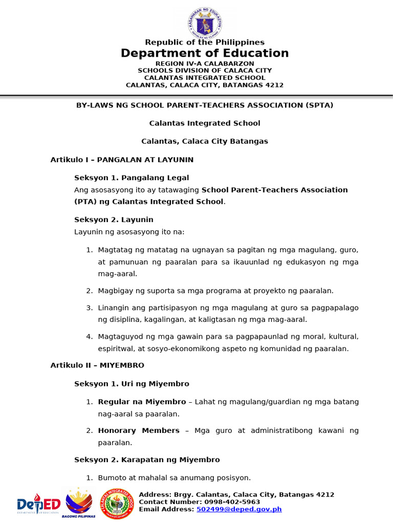 Spta by Laws | PDF