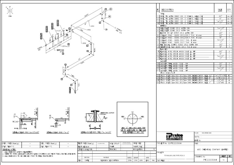 Titanium Line Pipe RCA3 1 of 3 As-Built | PDF