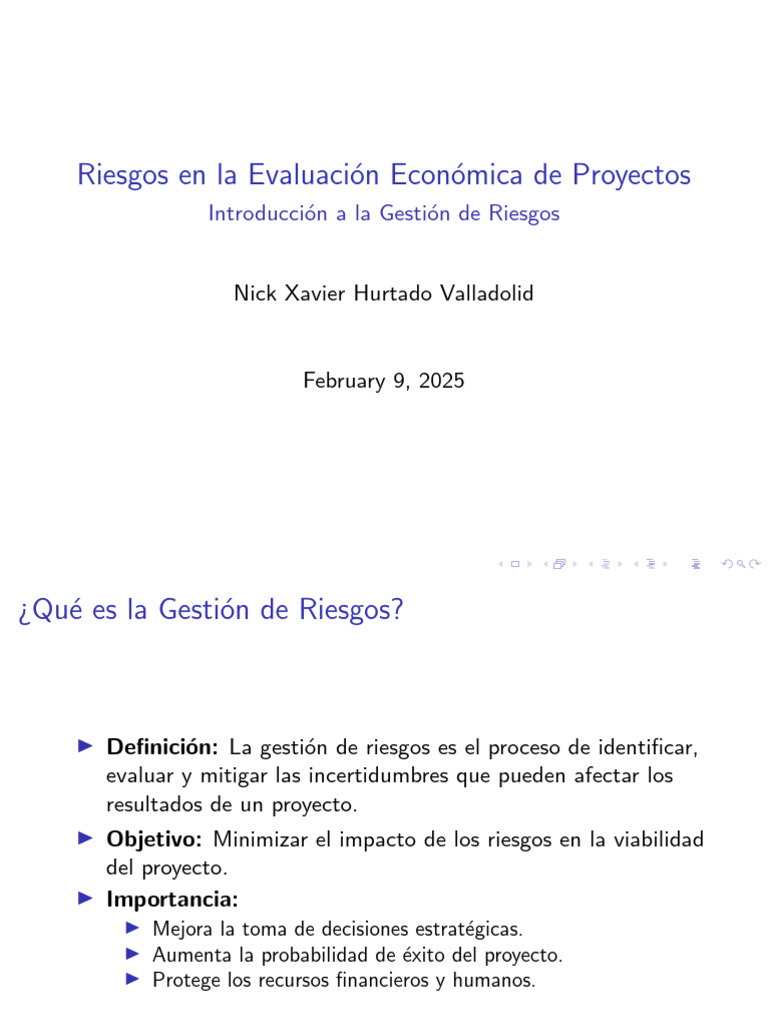 Riesgos en Evaluación Económica de Proyectos | PDF | Riesgo ...