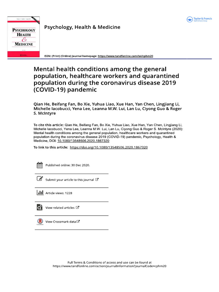 Mental Health Conditions Among The General | PDF