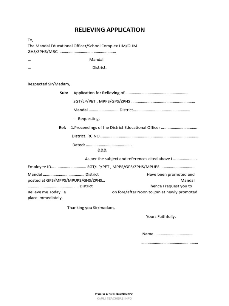 Teacher Joining and Relieving Forms | PDF
