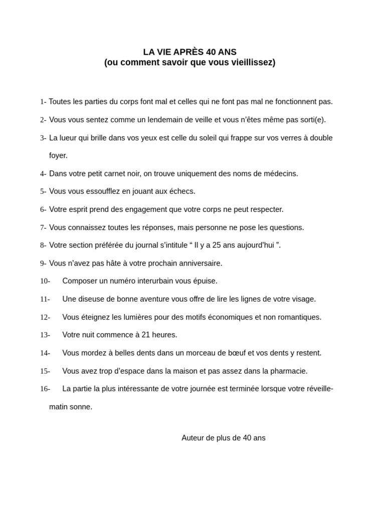 Les signes de la vie après 40 ans PDF — free download
