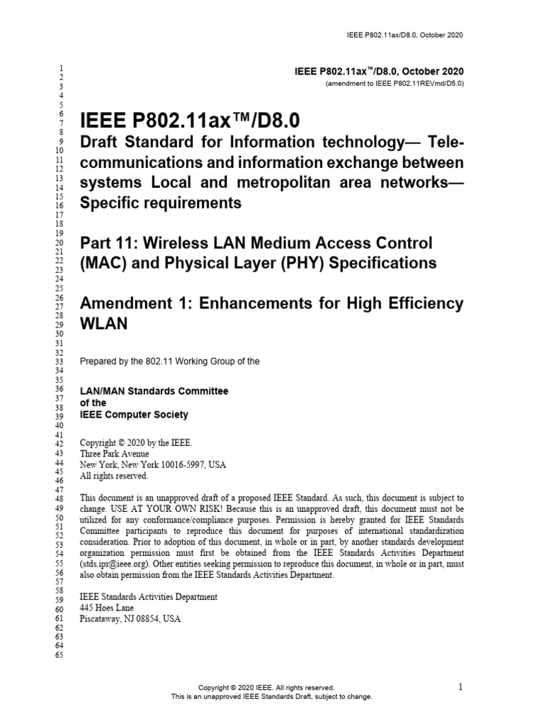 IEEE P802.11ax High Efficiency WLAN Draft | PDF | Wireless Lan | Ieee ...