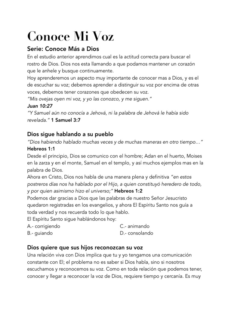 Escucha y Reconoce la Voz de Dios | PDF | Cristo (título) | Dios