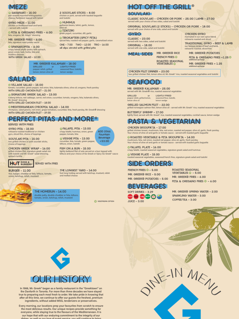 Mr. Greek Menu and Nutrition Info | PDF | Asian Cuisine | Cuisine