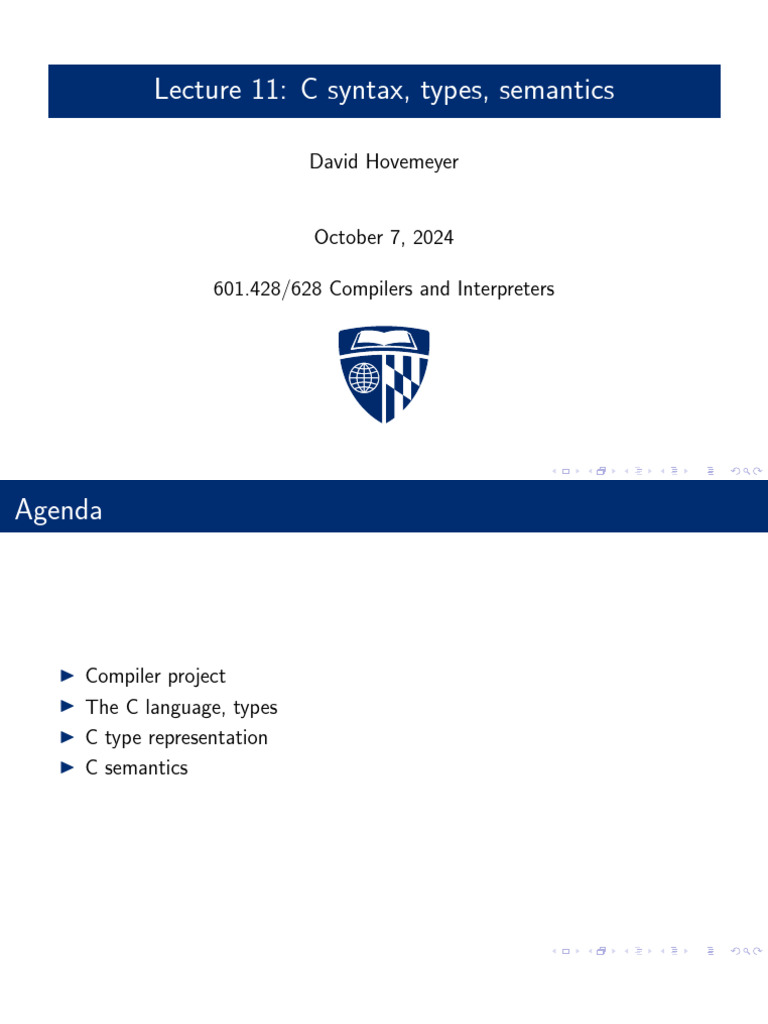Lecture 11: C Syntax, Types, Semantics: David Hovemeyer | PDF | Pointer ...