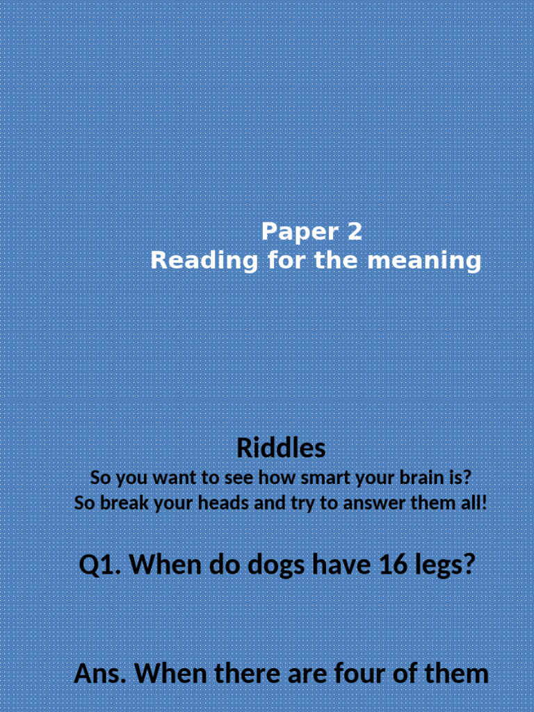 Understanding Smart Answers in Riddles | PDF | Adverb | Word