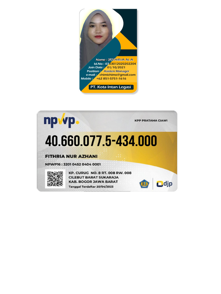 NPWP + Id Card Azni | PDF