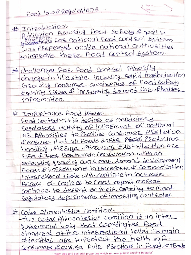 Food Law and Regulations | PDF