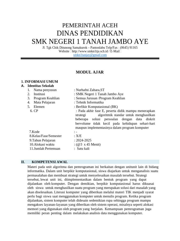 Modul Ajar Algoritma dan Pemrograman | PDF