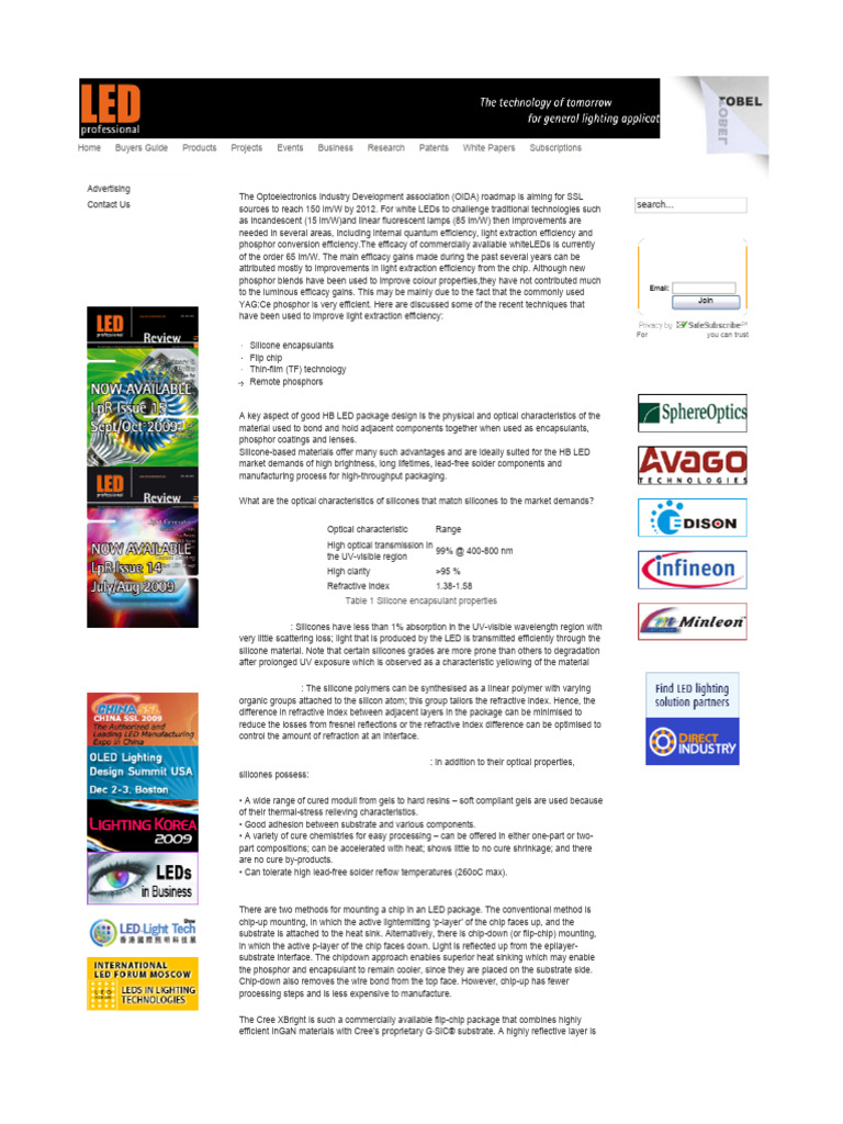 LED Optical Extraction Techniques Explained | PDF | Light Emitting ...