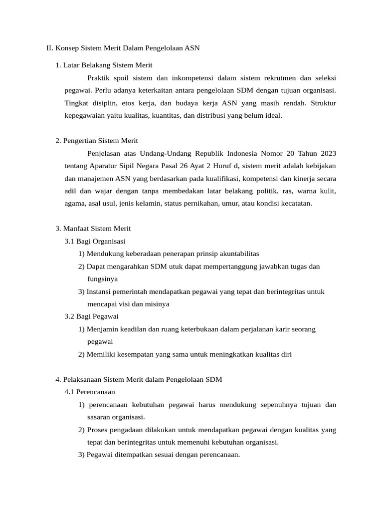 Sistem Merit dalam Pengelolaan ASN | PDF
