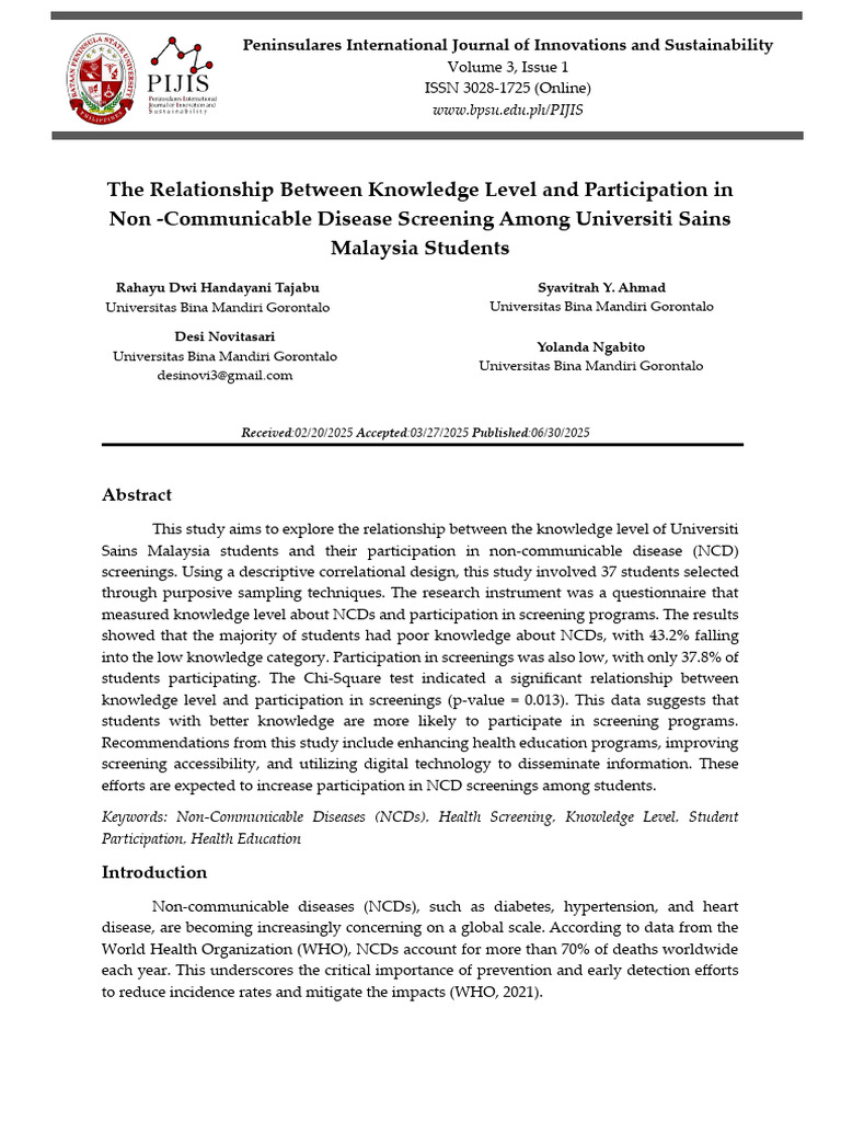 The Relationship Between Knowledge Level and Participation in Non ...