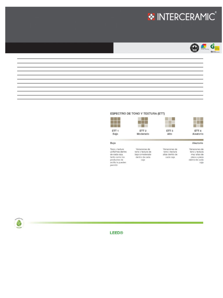 Ficha Técnica Piso Gres Interceramic | PDF