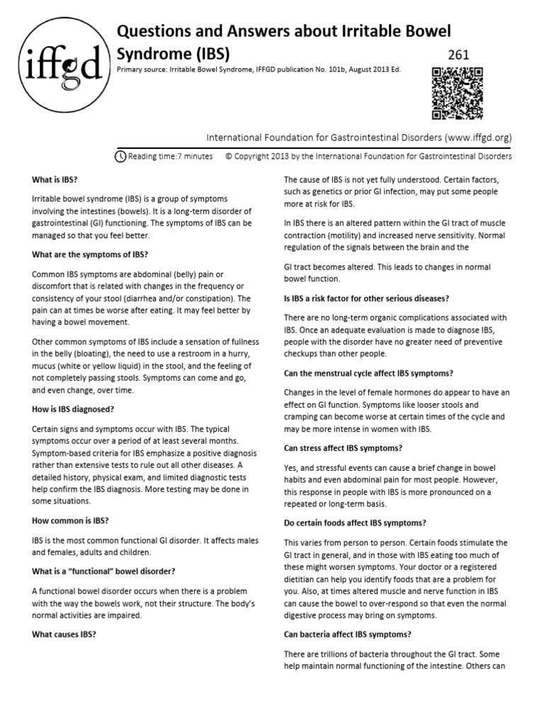 261 Questions and Answers About IBS | PDF | Irritable Bowel Syndrome ...