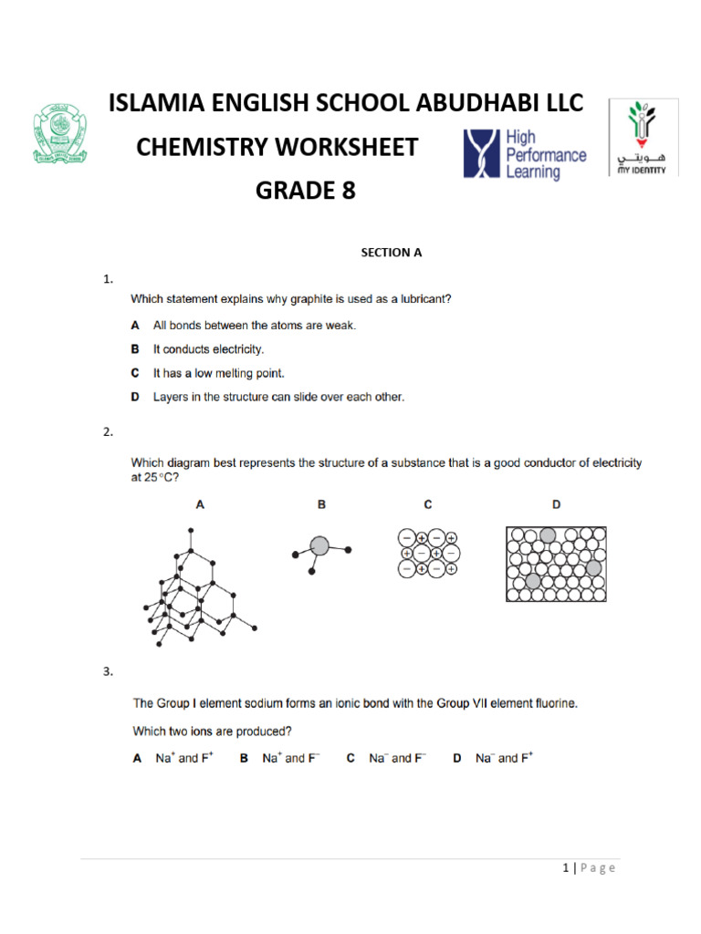 Grade 8 Chemistry Worksheet Answers | PDF | Chess | Chess Theory
