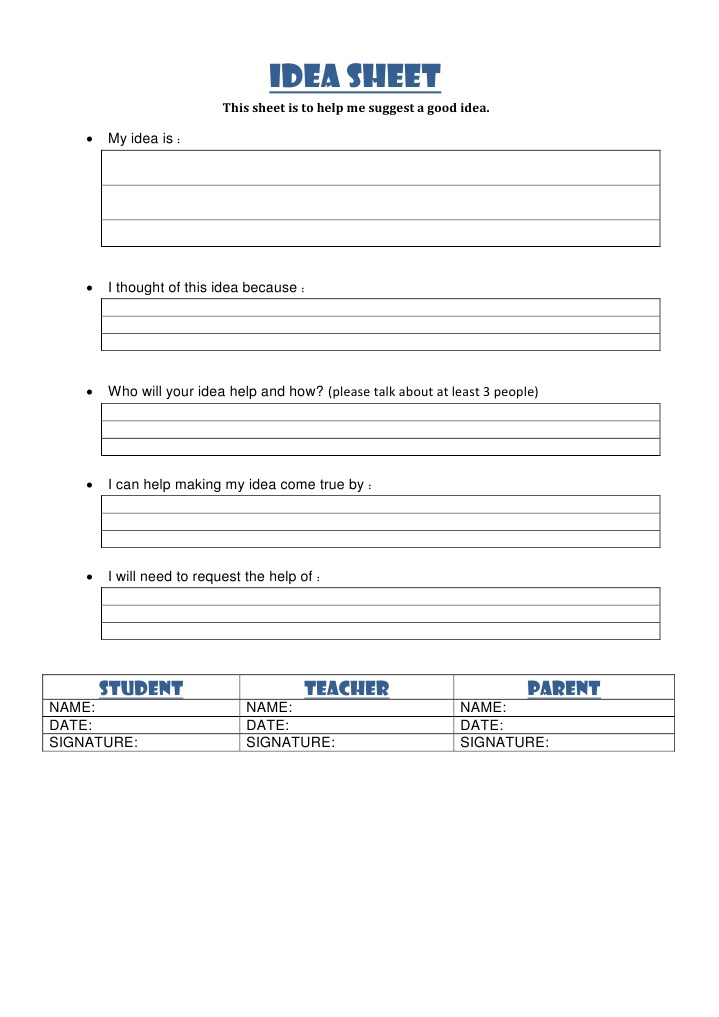 Idea Development Worksheet | PDF | Self-Improvement