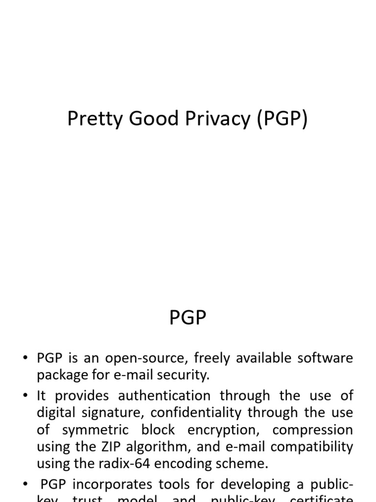 Pretty Good Privacy (PGP) - SMIME | PDF | Encryption | Key (Cryptography)