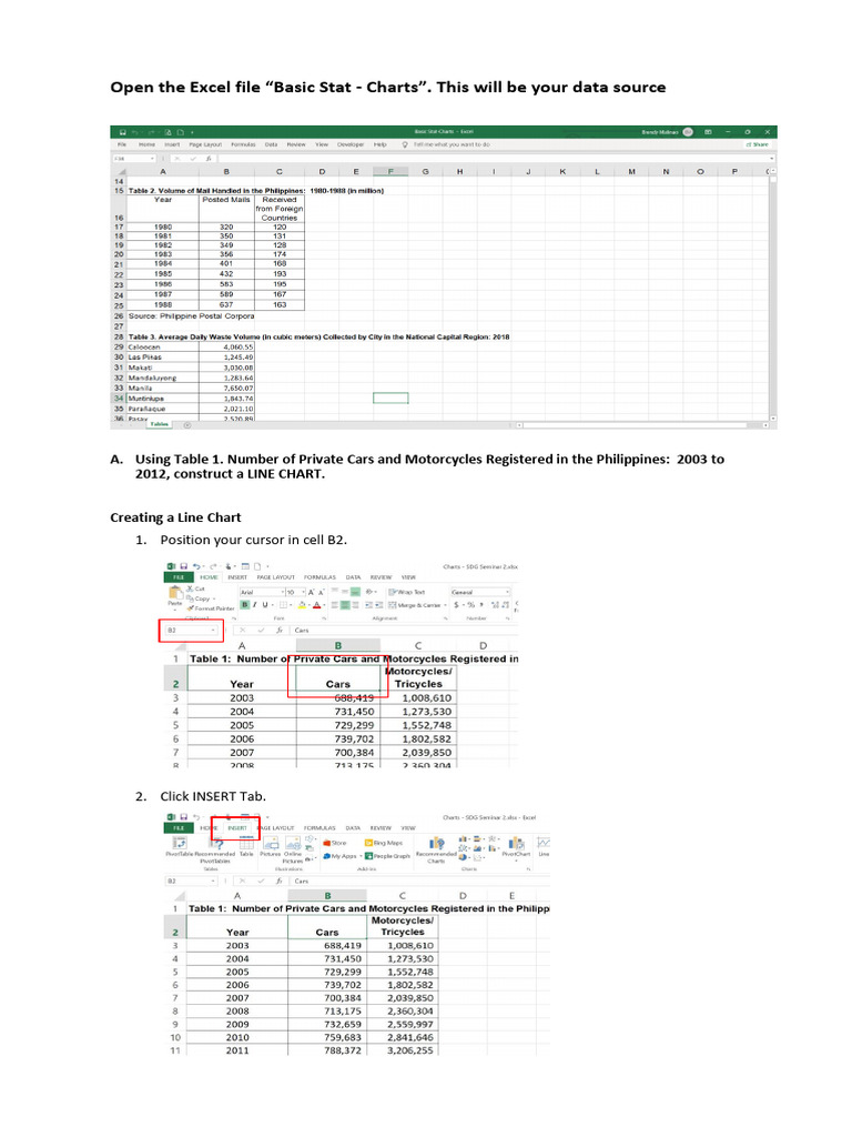 Steps in Constructing Charts in MS Excel | PDF | Chart | Microsoft Excel