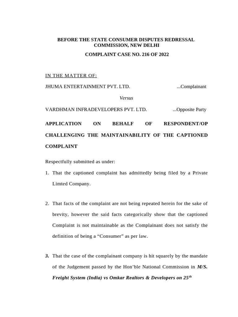 Challenging Complaint Maintainability | PDF | Affidavit | Practice Of Law