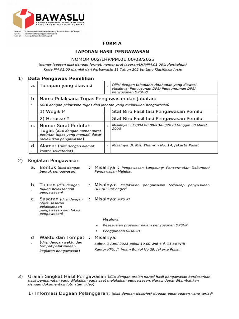 Contoh - Form - A TERBARU | PDF