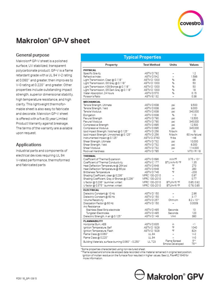 Makrolon GP-V Polycarbonate Overview | PDF | Strength Of Materials ...