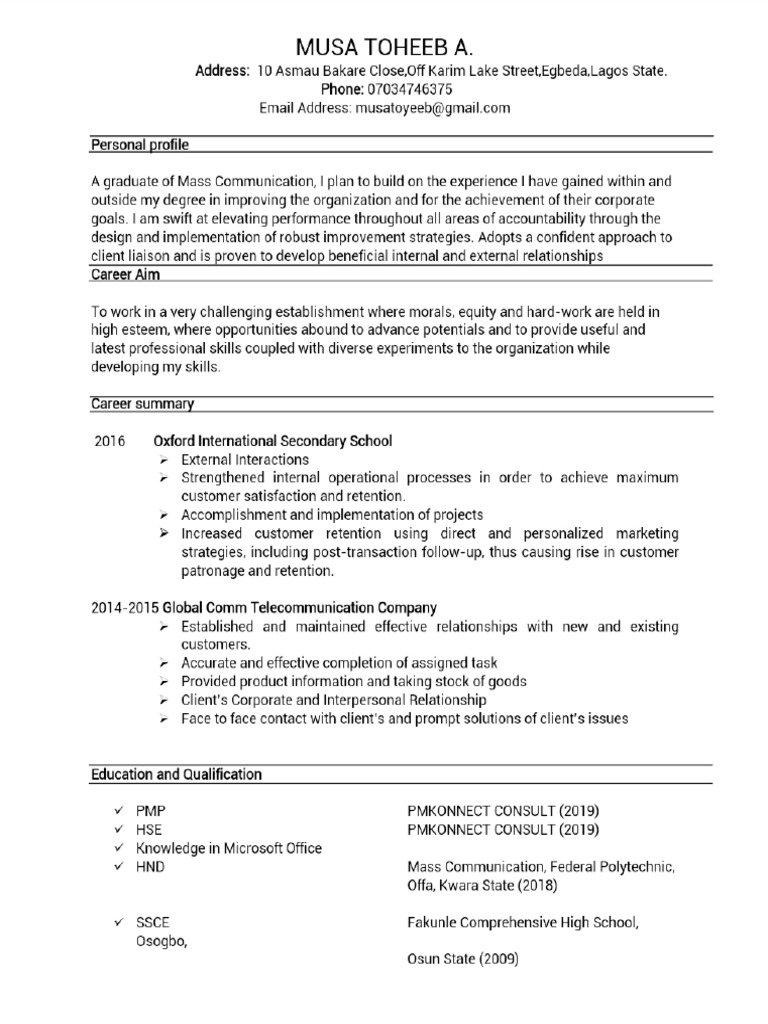 Musa CV | PDF