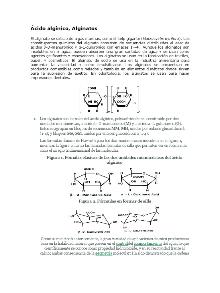Ácido Algínico PDF Polisacárido Compuestos químicos