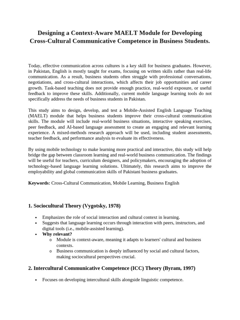 MAELT Module for Cross-Cultural Skills | PDF | Constructivism ...
