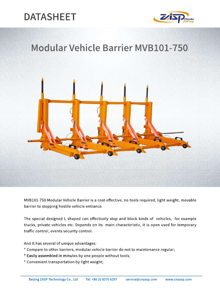 Modular Vehicle Barrier MVB101-750 | PDF
