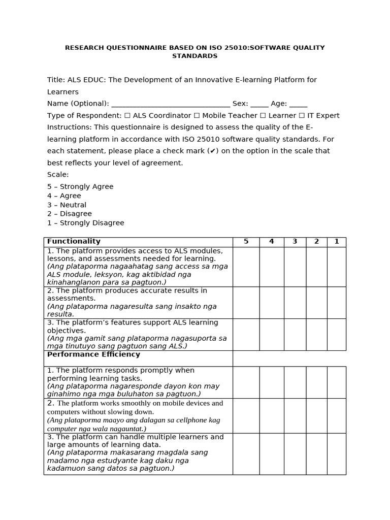Questionnaire | PDF