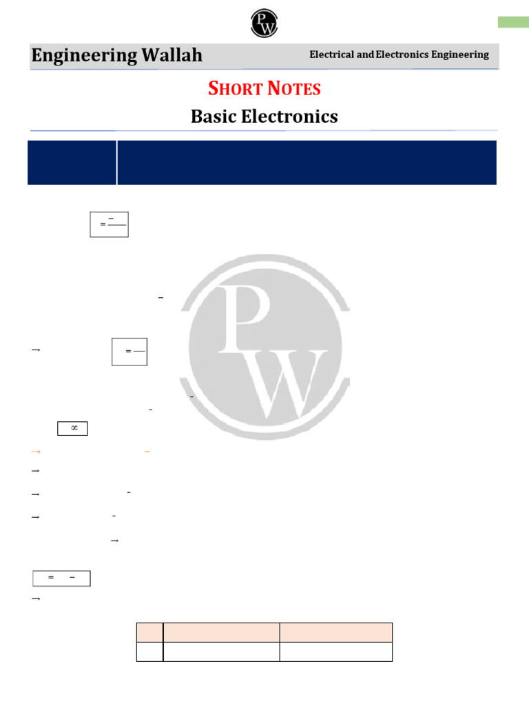 Basic Electronics: Shorts Notes (Bilingual) | PDF | Field Effect ...