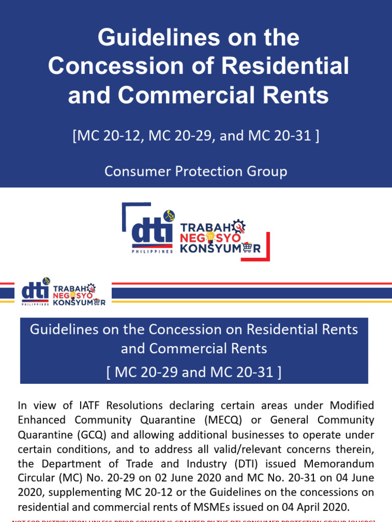 Rent Concession Guidelines for Quarantine | PDF | Lease | Justice